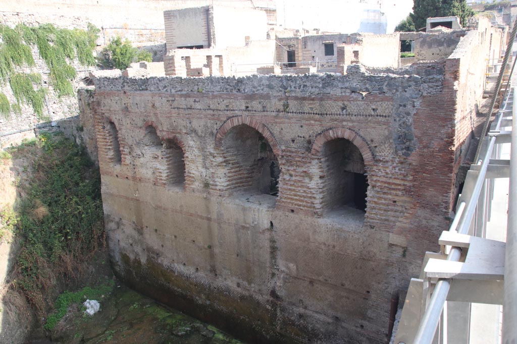 II.1 Herculaneum, October 2023. Looking north-west towards Casa di Aristide from access bridge. Photo courtesy of Klaus Heese.